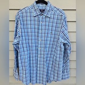 Vineyard Vines Blue and White Checkered ShirtSize L 100% Cotton
